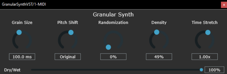 Granular synthesizer GUI